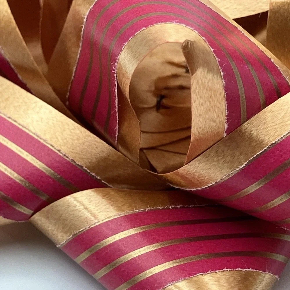 Vintage Small Gift Bow / Copper & Red Striped / Gift Present‎ Bow / 1990's
